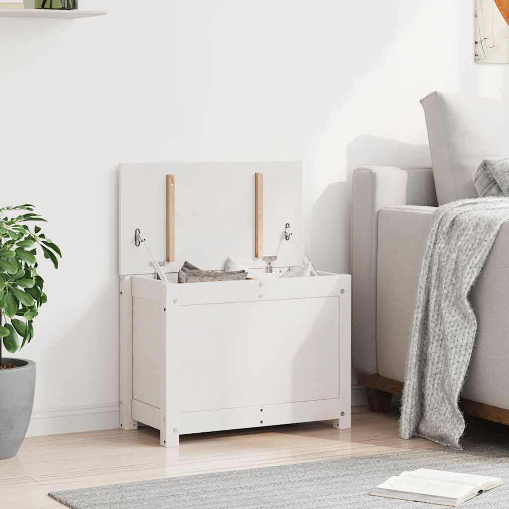 Storage Box White 60x32x45.5 cm Solid Wood Pine